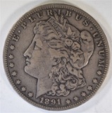1891-CC MORGAN DOLLAR, VF+