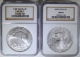 2000 & 2003 AMERICAN SILVER EAGLES NGC MS 69