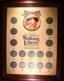 WALKING LIBERTY HALF DOLLAR COLLECTION IN FRAME