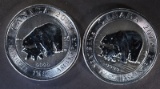 2-BU 2015 CANADA 1.5oz SILVER POLAR BEAR & CUB