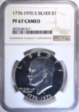 1976-S SILVER IKE DOLLAR, NGC PF-67 CAMEO