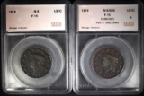 SEGS GRADED LG CENTS 1819 N-8  & 1819 N-6 EDS F/VF