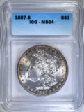 1887-S MORGAN DOLLAR, ICG MS-64