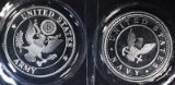 1-ARMY & 1-NAVY 1oz .999 SILVER ROUNDS