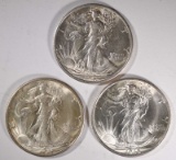 3-1945-S WALKING LIBERTY HALVES, CH BU BETTER DATE