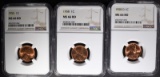 1955, 58 & 58-D LINCOLN CENTS, NGC MS66RD