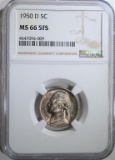 1950-D JEFFERSON NICKEL NGC MS66 5FS