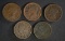 5 LARGE CENTS: 1844 VG, 1845 VG, 1848 G,