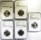 LOT OF (5) WASHINGTON QUARTERS, NGC MS-66