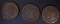 1843, 44 & 45 LARGE CENTS, VG