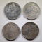 4- MORGAN DOLLARS: 1882-O, 84-O, 87 & 89