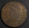 1828 HALF CENT, F/VF