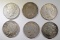 6 PEACE DOLLARS, DAMAGED, MIXED DATE AND MINT MARK