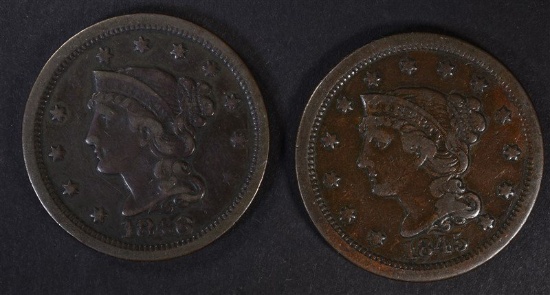 1845 & 1846 LARGE CENTS VF
