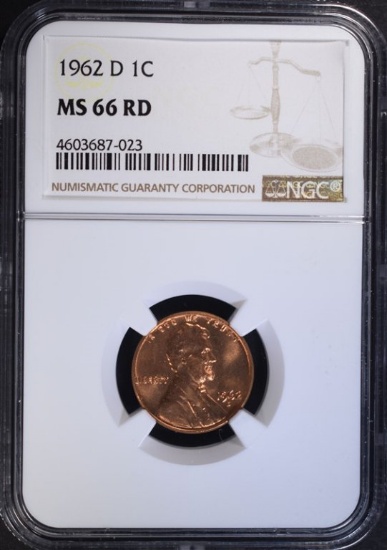 1962-D LINCOLN CENT NGC MS66 RD