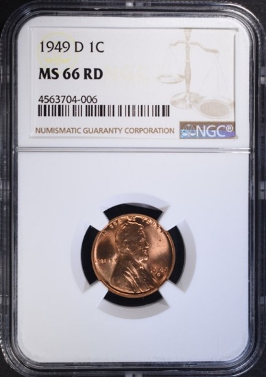 1949-D LINCOLN CENT NGC MS66 RD