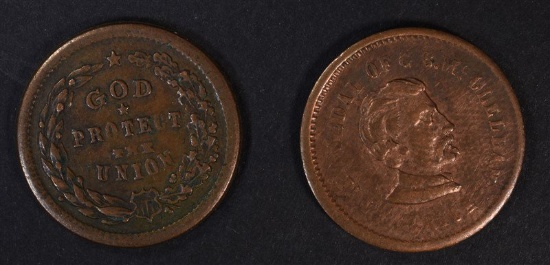 2-PATRIOTIC CIVIL WAR TOKENS