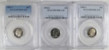 1987-S, 88-S, & 90-S ROOSEVELT DIMES, PCGS