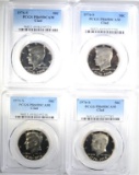 (4) 1976-S CLAD KENNEDY HALVES, PCGS PF-69 DCAM