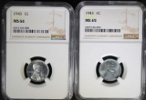 2 - 1943 STEEL CENTS NGC MS65 & MS66