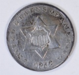 1852 3-CENT SILVER, AU