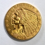 1912 $2 1/2 GOLD INDIAN  CH BU