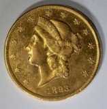 1893-CC $20 GOLD LIBERTY  CH BU PL