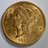 1906 $20 GOLD LIBERTY  GEM BU