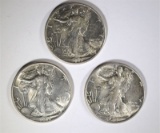 3 - 1945 WALKING LIBERTY HALF DOLLARS