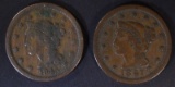 1845 & 47 LARGE CENTS, VF