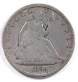 1864-S SEATED HALF DOLLAR, VG/FINE