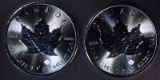 2-BU 2016 1oz SILVER CANADIAN MAPLE LEAF COINS