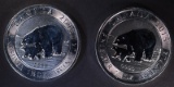 2-BU 2015 1.5oz SILVER CANADA POLAR BEAR & CUB