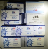 2000 THRU 2009 U.S. PROOF SETS