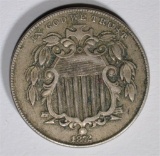 1872 SHIELD NICKEL, XF/AU BETTER DATE