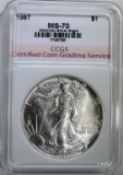 1987 AMERICAN SILVER EAGLE CCGS PERFECT