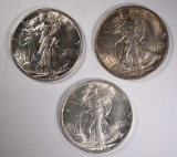 3-CH BU 1945-S WALKING LIBERTY HALF DOLLARS