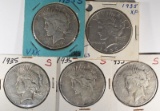 1935 PEACE DOLLAR XF & 4 - 1935-S PEACE