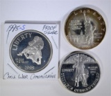 3 - SILVER PROOF COMMEMS; 1992 COLUMBUS