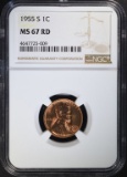 1955-S LINCOLN CENT NGC MS67RD