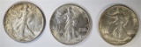 3 - 1944-S WALKING LIBERTY HALF DOLLARS