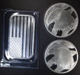 LOT OF 3-ONE OUNCE .999 SILVER NOVELTY PIECES