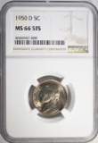 1950-D JEFFERSON NICKEL NGC MS 66 5FS