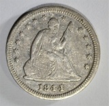 1844 SEATED QUARTER XF/AU