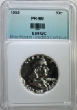 1959 FRANKLIN HALF DOLLAR EMGC SUPERB