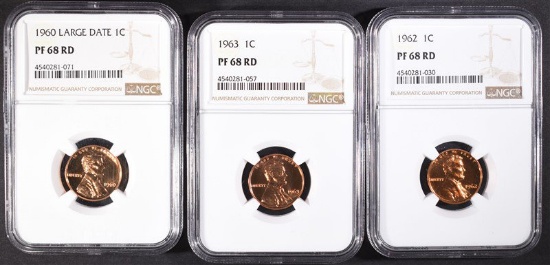 1960 LARGE DATE, 1962 & 63 LINCOLN CENTS, ALL NGC