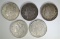 5 MORGAN DOLLARS; 1878 CIRC, 3-1921 &