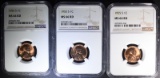 3-1955-S LINCOLN CENTS, NGC MS-66 RED
