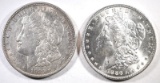 1886 & 1921-D MORGAN SILVER DOLLARS, CH BU