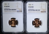 1961 & 1963 LINCOLN CENTS, NGC PF-68 RED